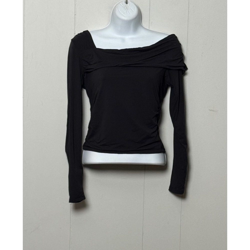 Suuksess Black Ruched Off Shoulder Long Sleeve Top Skims Style Size Medium